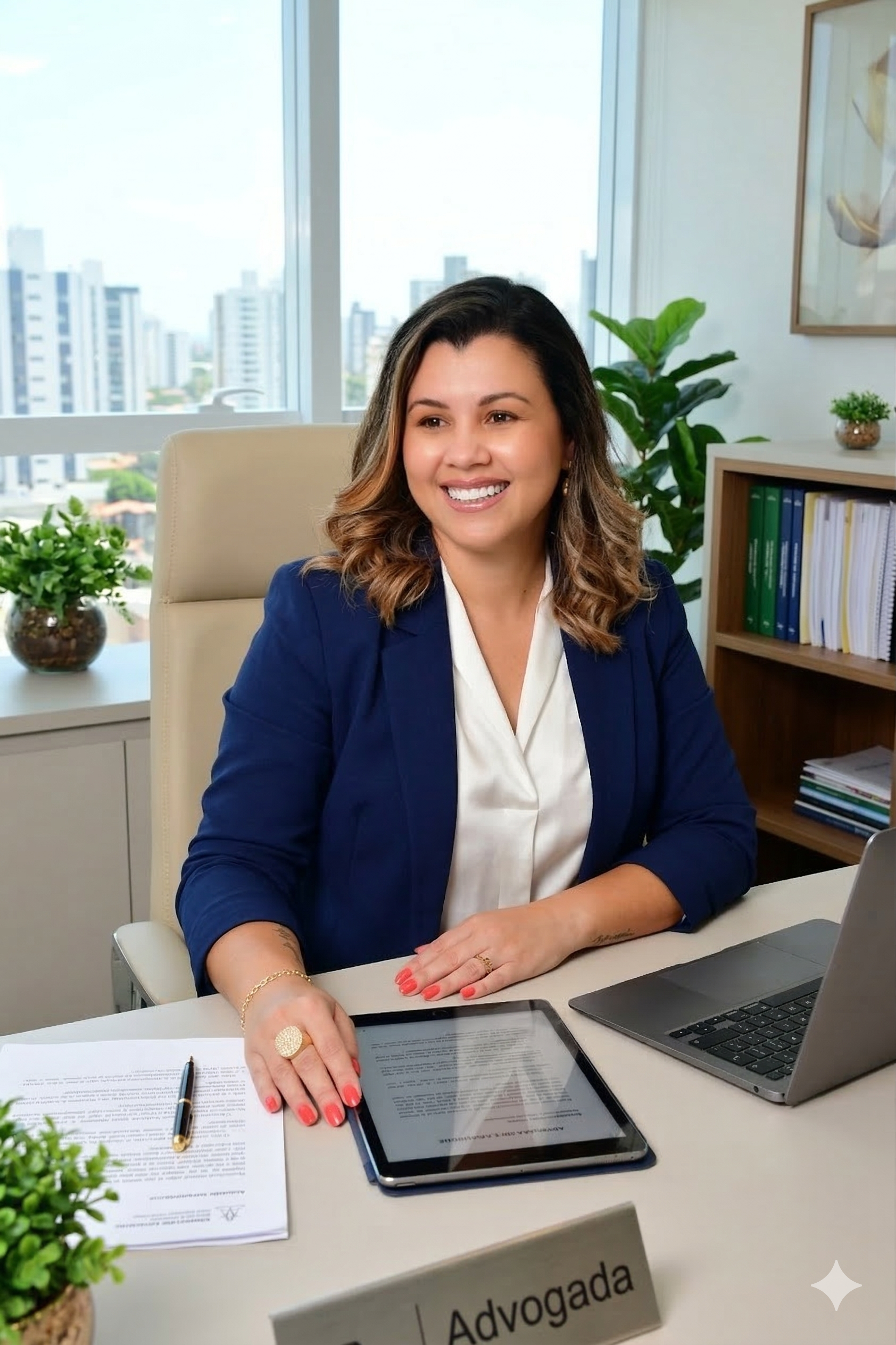 Dra. Glori Guaiato em atendimento jurídico